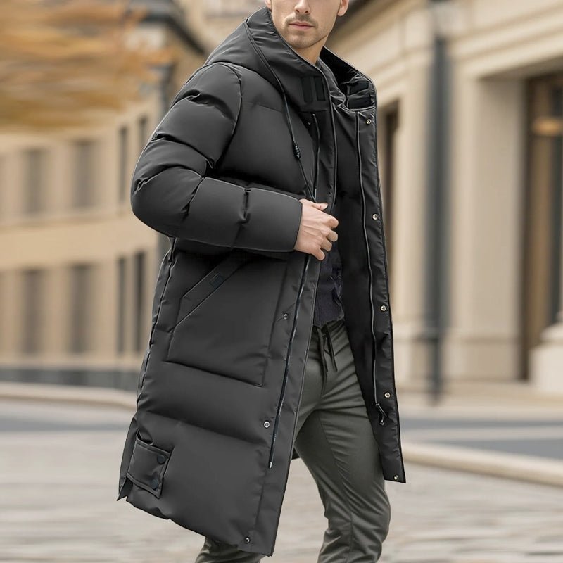 Men Heavyweight Winter Coat Hooded Long Formality - Image 2