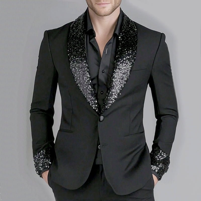 Lapel Sequin Slim Fit Groom Party Suits - Image 6