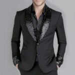 Lapel Sequin Slim Fit Groom Party Suits