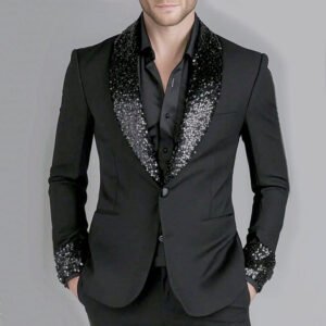 Lapel Sequin Slim Fit Groom Party Suits