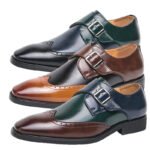 Men Loafers Color Matching Flat Shoes