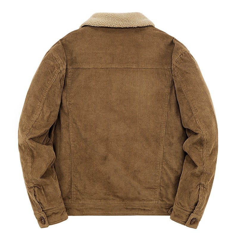 Men Corduroy Short Jacket Warm Loose Parka - Image 6