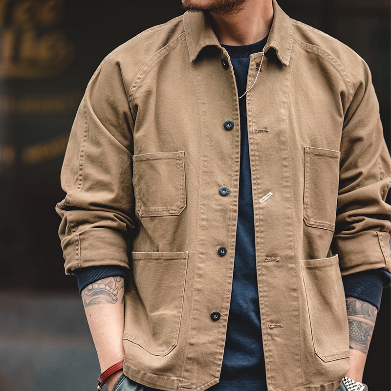 Cotton Solid Chore Coat Paris Buckle Jackets for Men