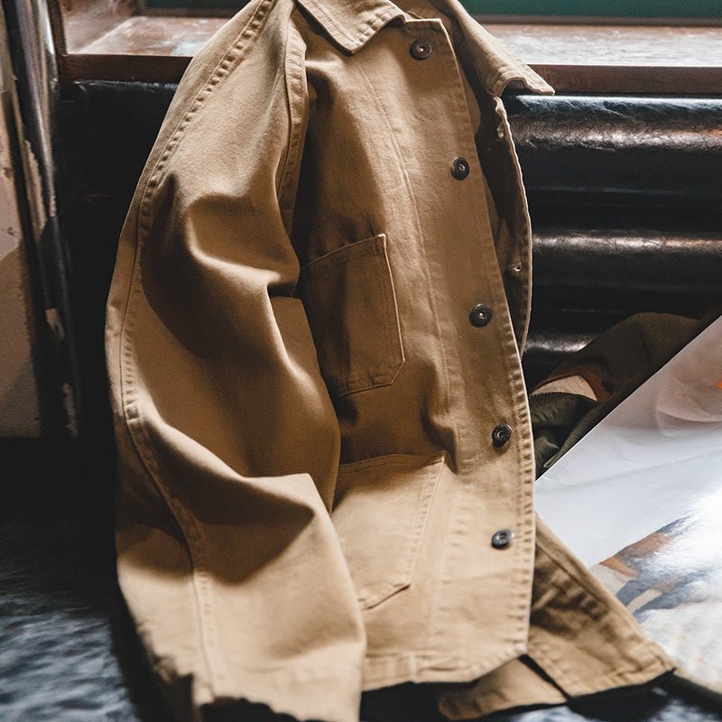 Cotton Solid Chore Coat Paris Buckle Jackets for Men - Image 2