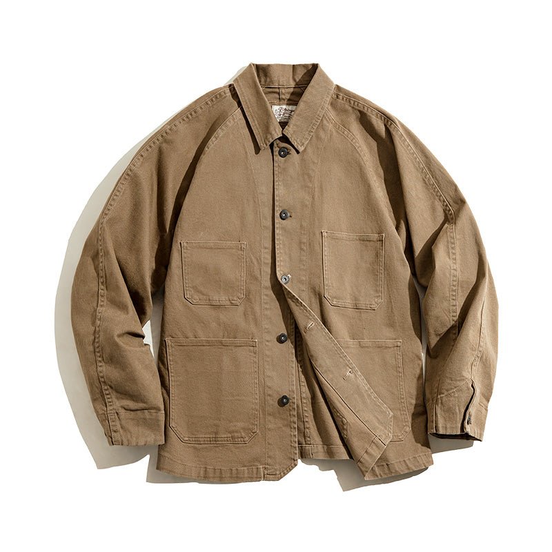 Cotton Solid Chore Coat Paris Buckle Jackets for Men - Image 9
