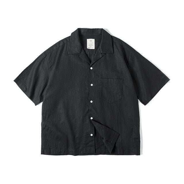 Cuban Collar Linen Shirt Man Japanese Retro Loose Male Clothing - Image 10