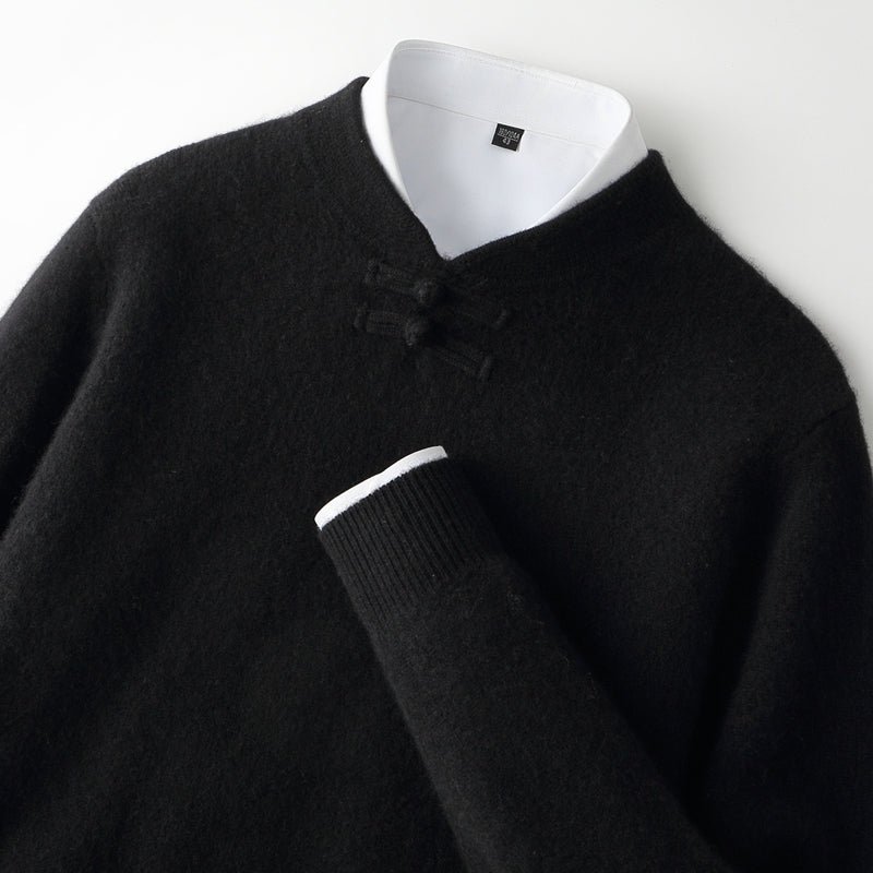 Disk Buckle Clothing Warm Leisure Men Wool Sweater - Image 3