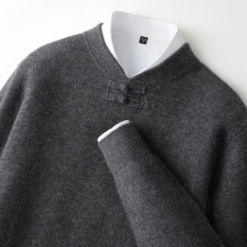 Disk Buckle Clothing Warm Leisure Men Wool Sweater - Image 4