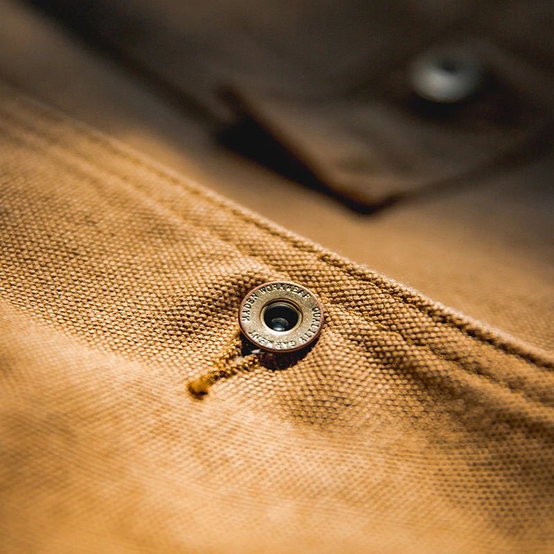 Canvas Jacket Multi Pocket Khaki Lapel Thin Coat - Image 15