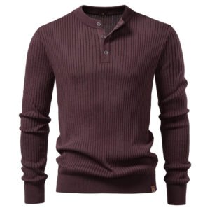 Fashion Knit Slim Fit Polo Sweater Henry Collar Colthing