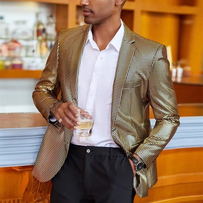 Fashion Men Luxury Plaid Suit Small Stretch Loose Jacket - Image 4