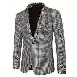 Fashion Men Luxury Plaid Suit Small Stretch Loose Jacket