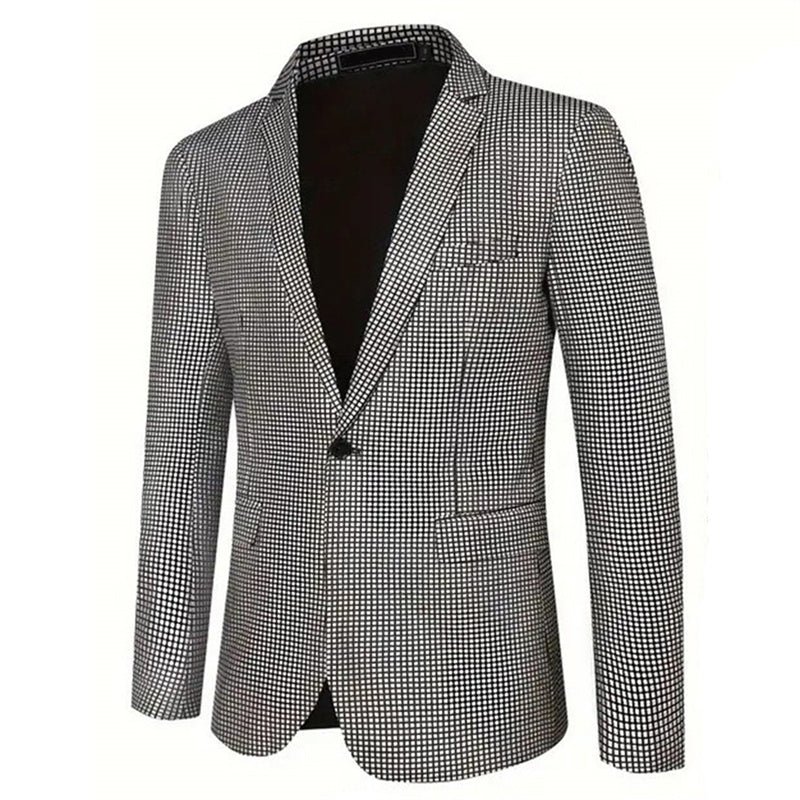 Fashion Men Luxury Plaid Suit Small Stretch Loose Jacket