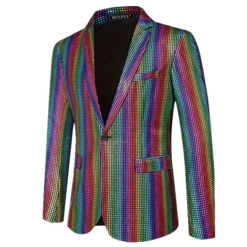 Fashion Men Luxury Plaid Suit Small Stretch Loose Jacket - Image 2