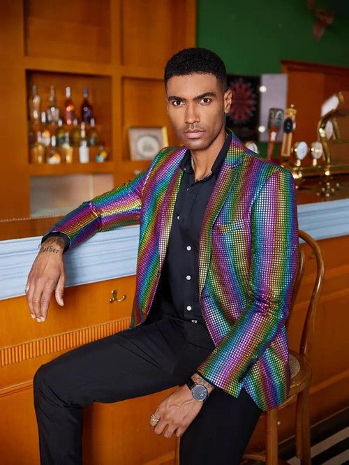 Fashion Men Luxury Plaid Suit Small Stretch Loose Jacket - Image 7
