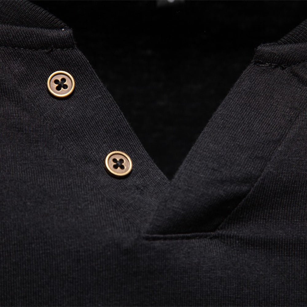 Fashion Pure Cotton Henley Collar Long T Shirt - Image 6