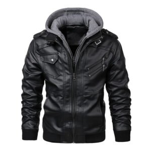 Faux Leather Biker Jacket Casual Motorcycle PU Jacket
