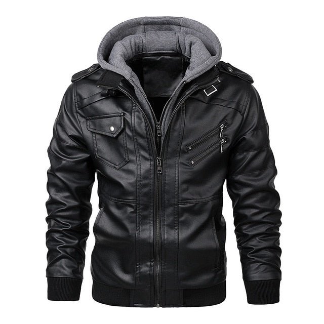 Faux Leather Biker Jacket Casual Motorcycle PU Jacket - Image 3