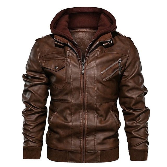 Faux Leather Biker Jacket Casual Motorcycle PU Jacket - Image 2