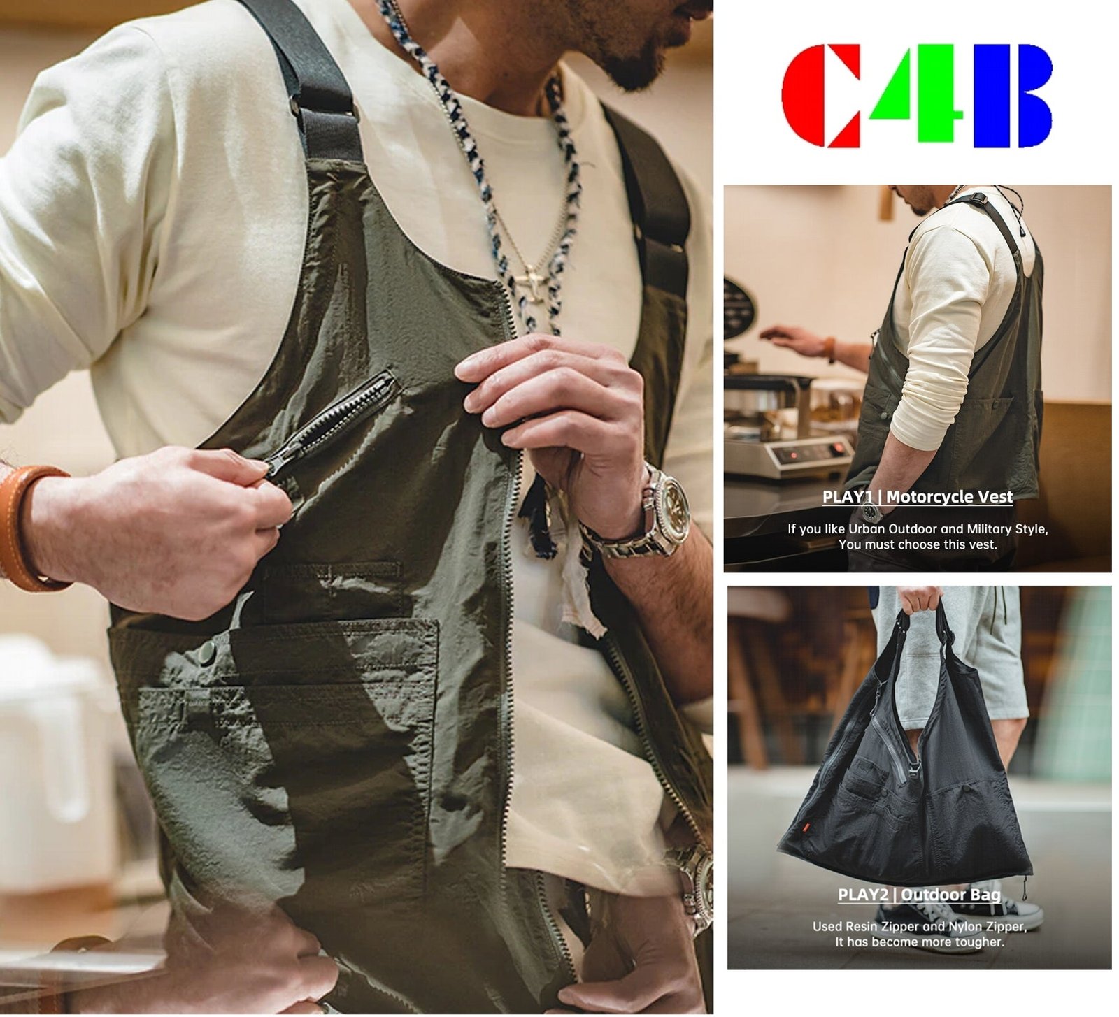 Working Vest Multi Pocket Waistcoat Satchel Jacket - Image 3