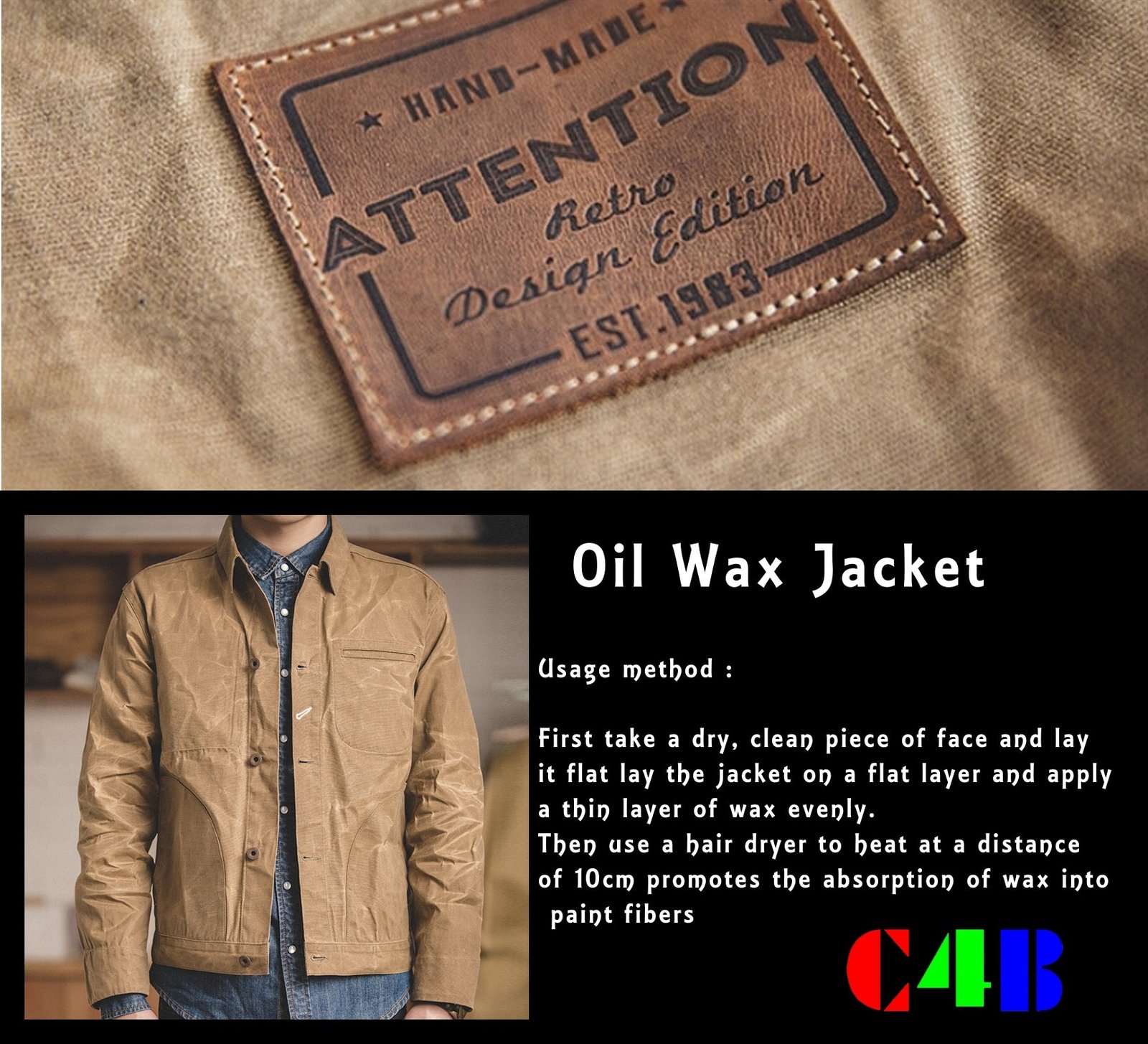 Canvas Oil Wax Men Jackets Khaki Retro Multi-pocket - Image 13