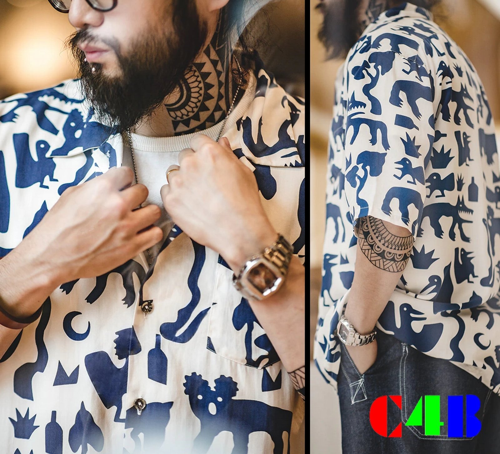 Men Vintage Short Sleeve Indian Totem Flower Shirts - Image 6
