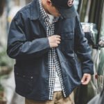Men Jackets Cotton Navy Blue Washed Coat