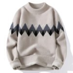 Men Retro Round Neck Pullover Knit Sweater