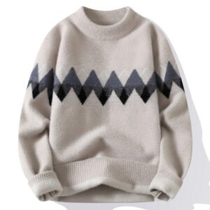 Men Retro Round Neck Pullover Knit Sweater