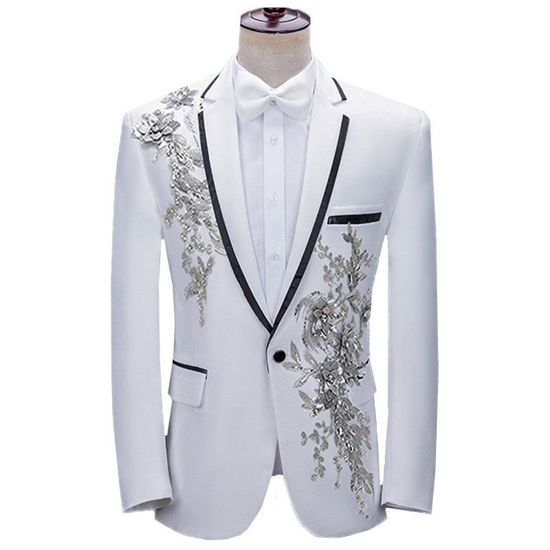 Luxury Patchwork Blazer Single-Button Jacket for Men - Image 2