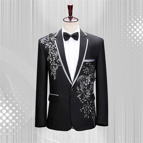 Luxury Patchwork Blazer Single-Button Jacket for Men - Image 5