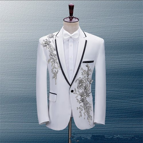 Luxury Patchwork Blazer Single-Button Jacket for Men - Image 6