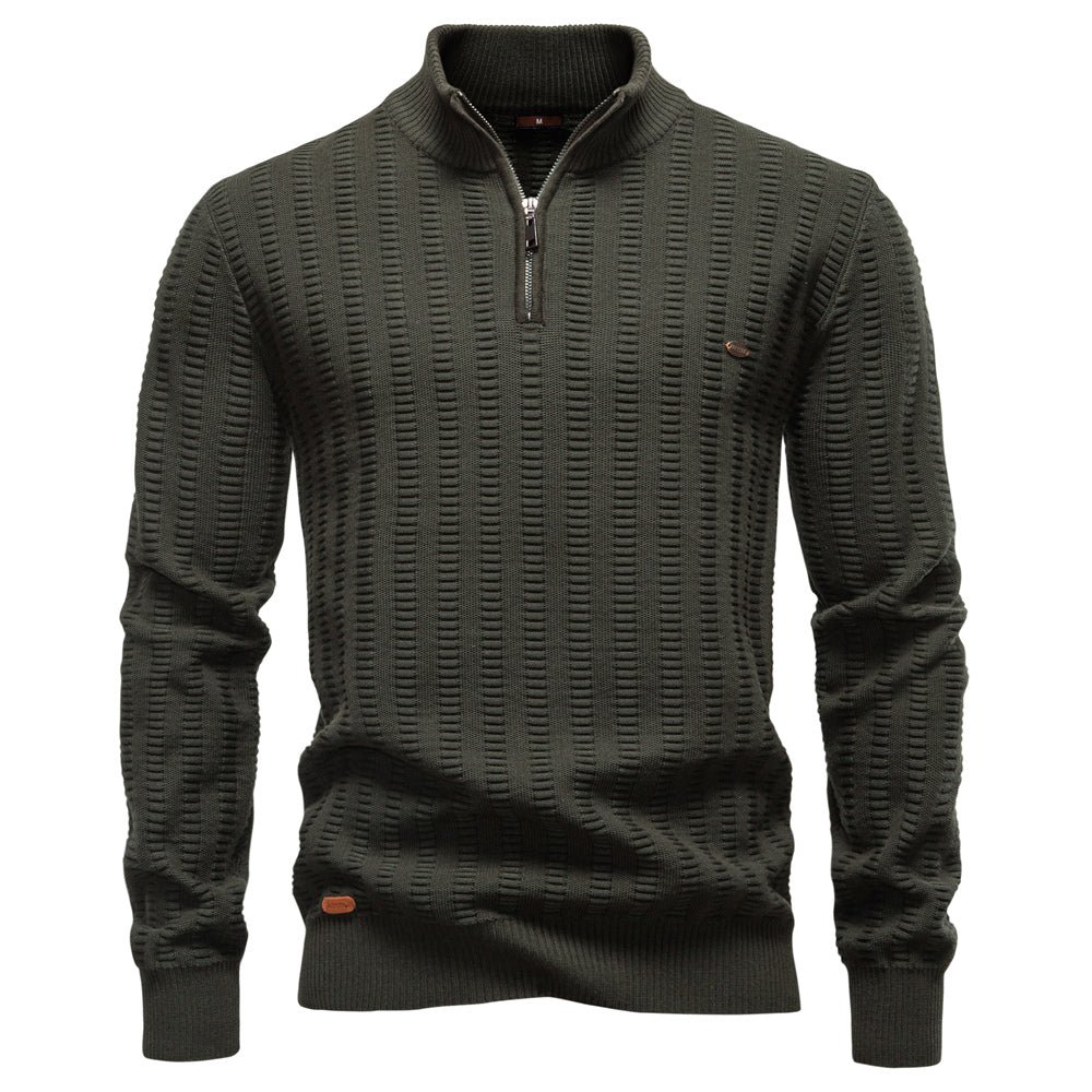 Luxury Striped Thick Warm Crew Neck Winter Sweater - Image 2