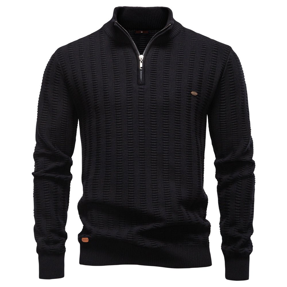 Luxury Striped Thick Warm Crew Neck Winter Sweater - Image 3