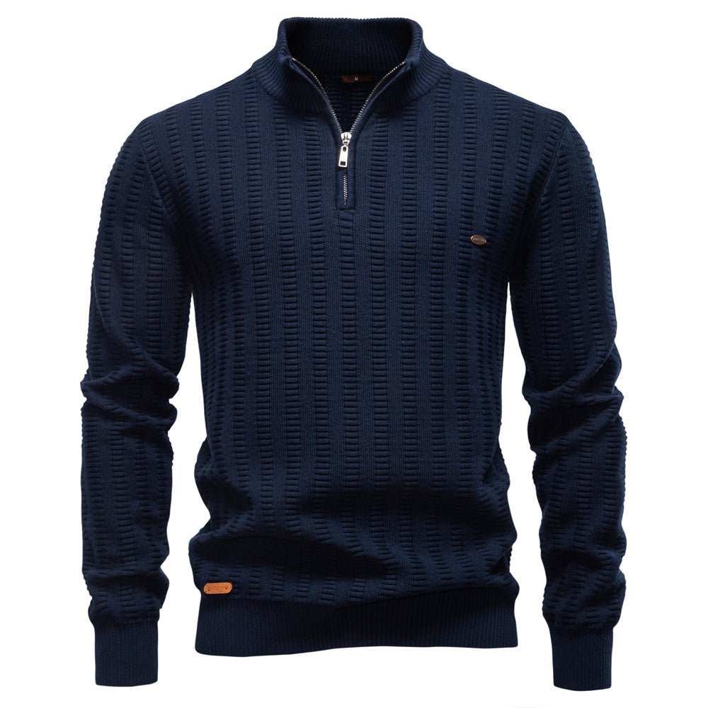 Luxury Striped Thick Warm Crew Neck Winter Sweater - Image 4