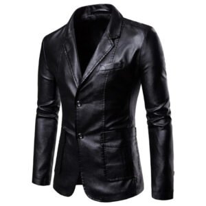 Men Business PU Blazers Jacket
