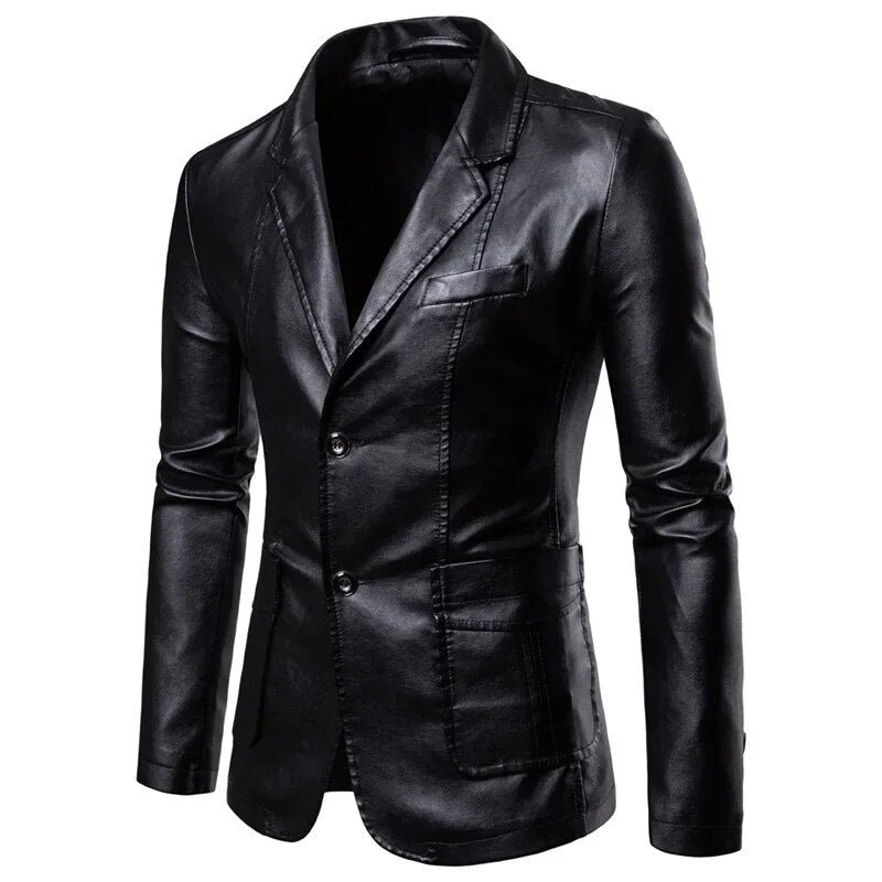 Men Business PU Blazers Jacket - Image 3