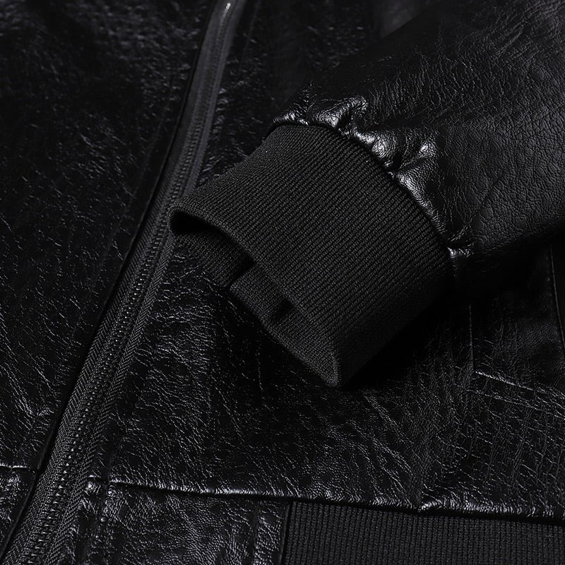 Men Coats Motorcycle Leather Jacket Winter Overcoat - Image 5