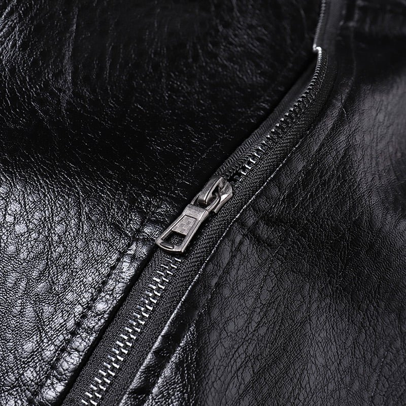 Men Coats Motorcycle Leather Jacket Winter Overcoat - Image 8