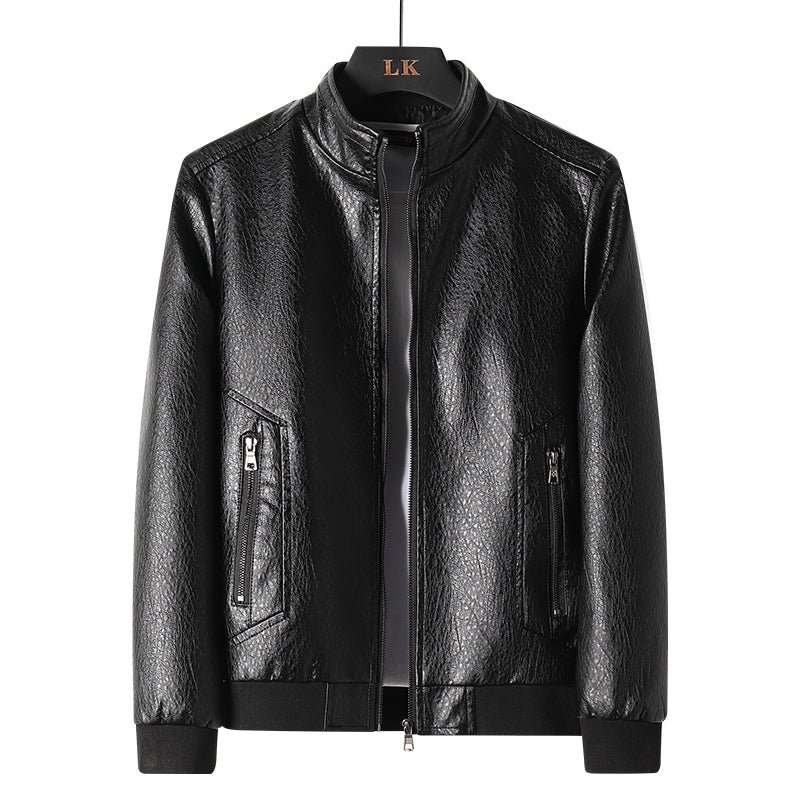 Men Coats Motorcycle Leather Jacket Winter Overcoat - Image 2