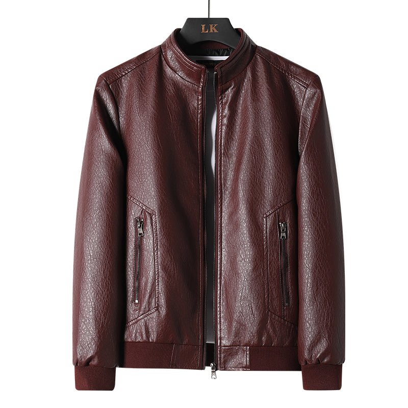 Men Coats Motorcycle Leather Jacket Winter Overcoat - Image 4