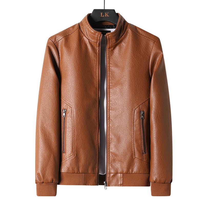Men Coats Motorcycle Leather Jacket Winter Overcoat - Image 3