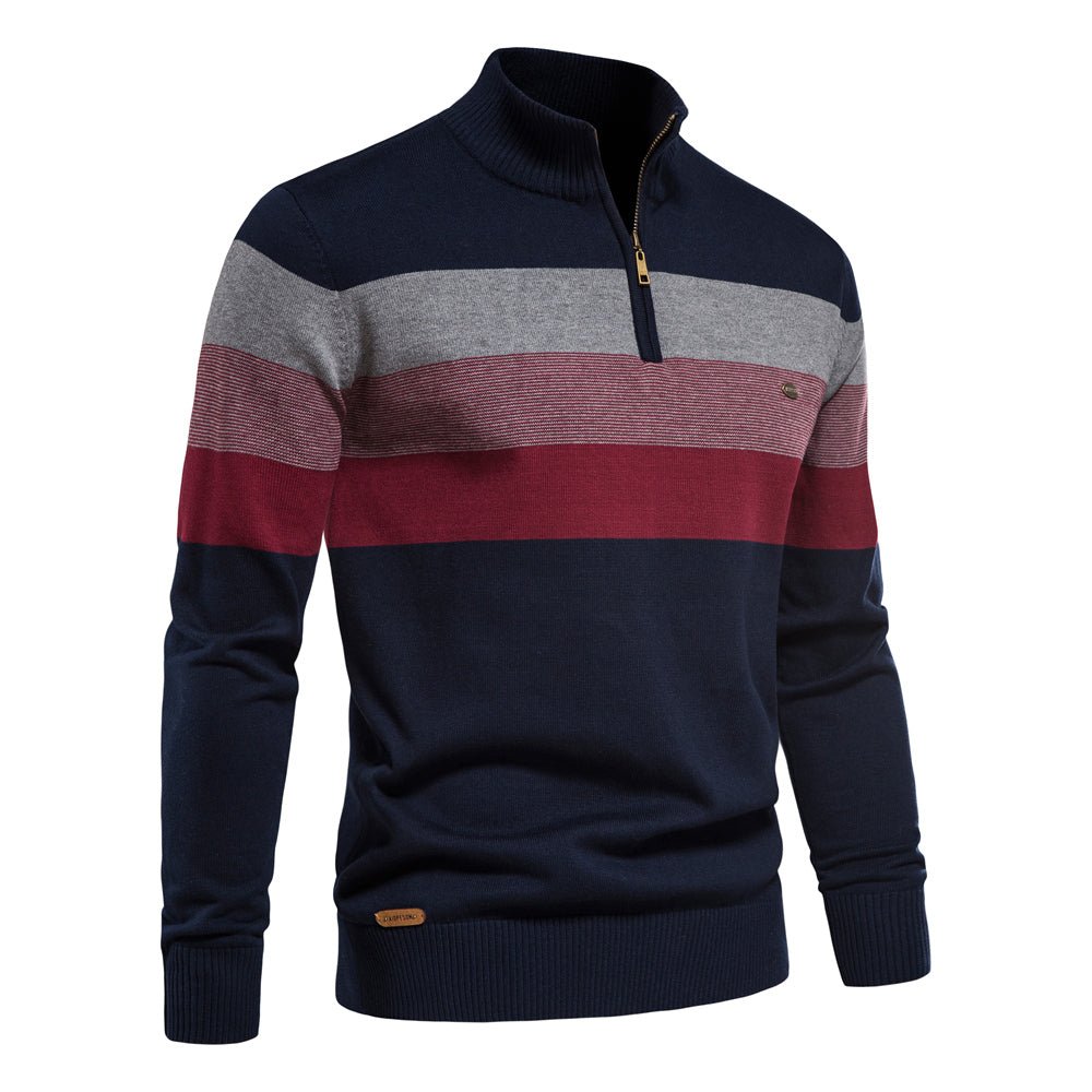 Men Cotton Mock Neck Stand Collar Sweaters - Image 11
