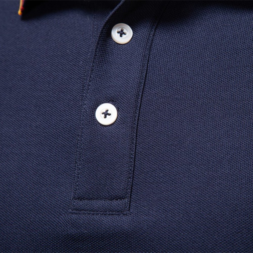 Men Cotton Solid Color Long Sleeve Polo Sweater - Image 9