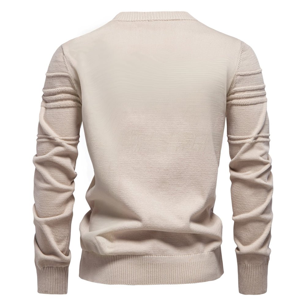 Men Crewneck Pullover Sweater Knitted Cotton Stripped - Image 9