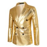 Men Double-breasted Thin Suit Gold Jacket
