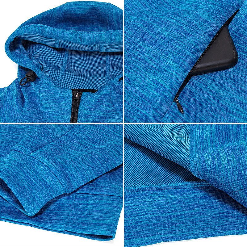 Men Exercise Jackets Hooded Zipper Shirt Outdoor Outfits - Image 4