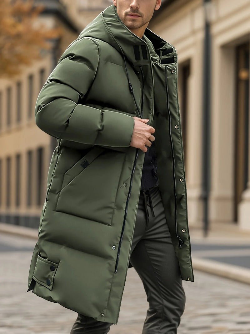 Men Heavyweight Winter Coat Hooded Long Formality - Image 5
