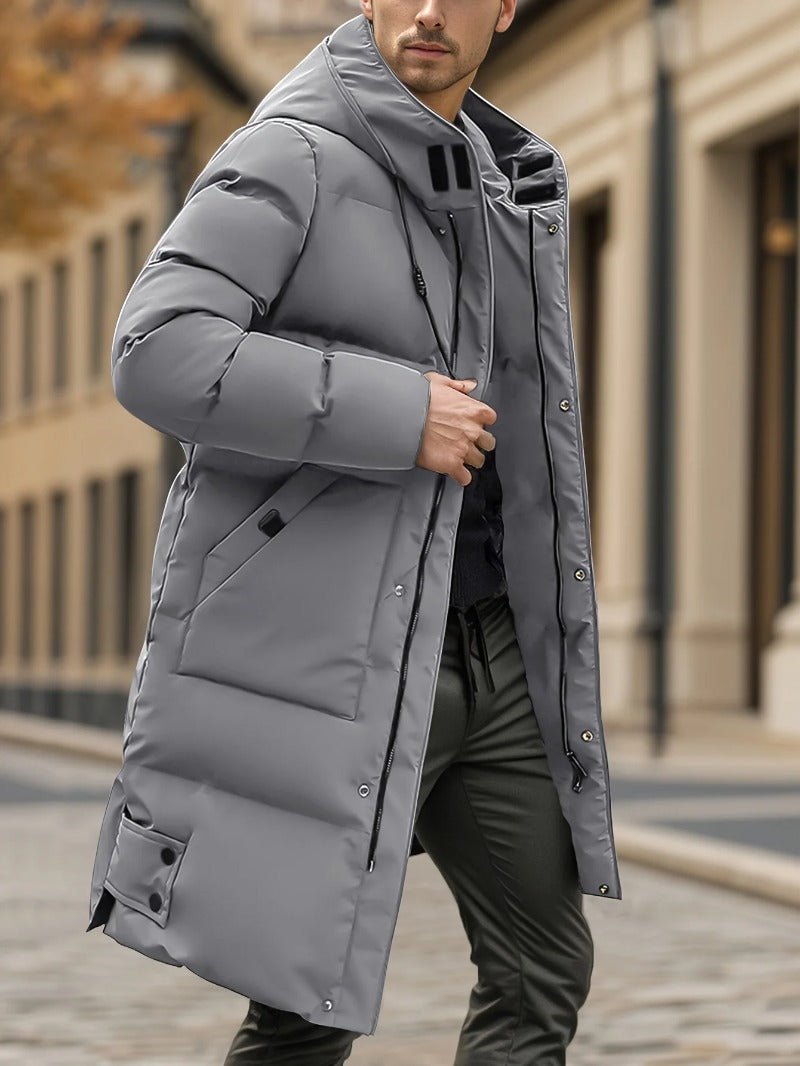 Men Heavyweight Winter Coat Hooded Long Formality - Image 6