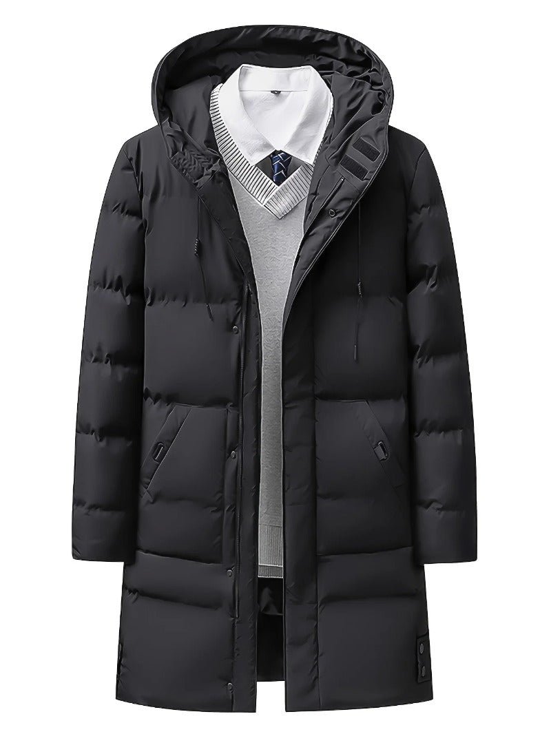 Men Heavyweight Winter Coat Hooded Long Formality - Image 8